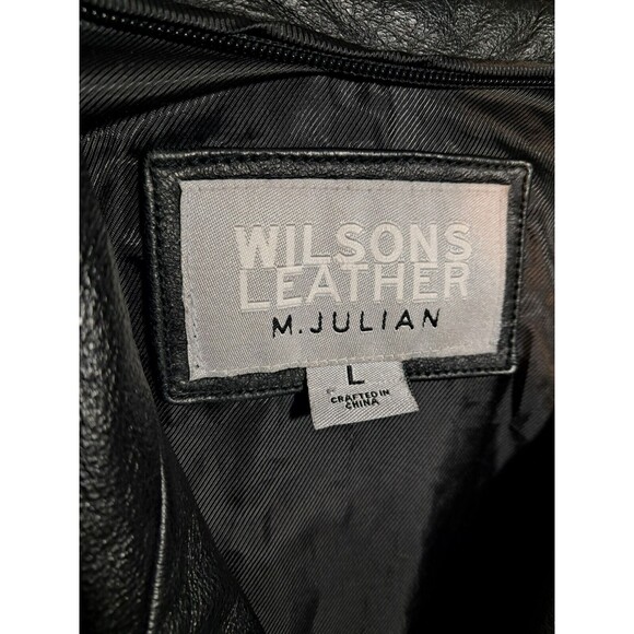 Vintage Wilsons Leather M. Julian Leather Jacket L Black 69426 Button Front - Picture 11 of 12